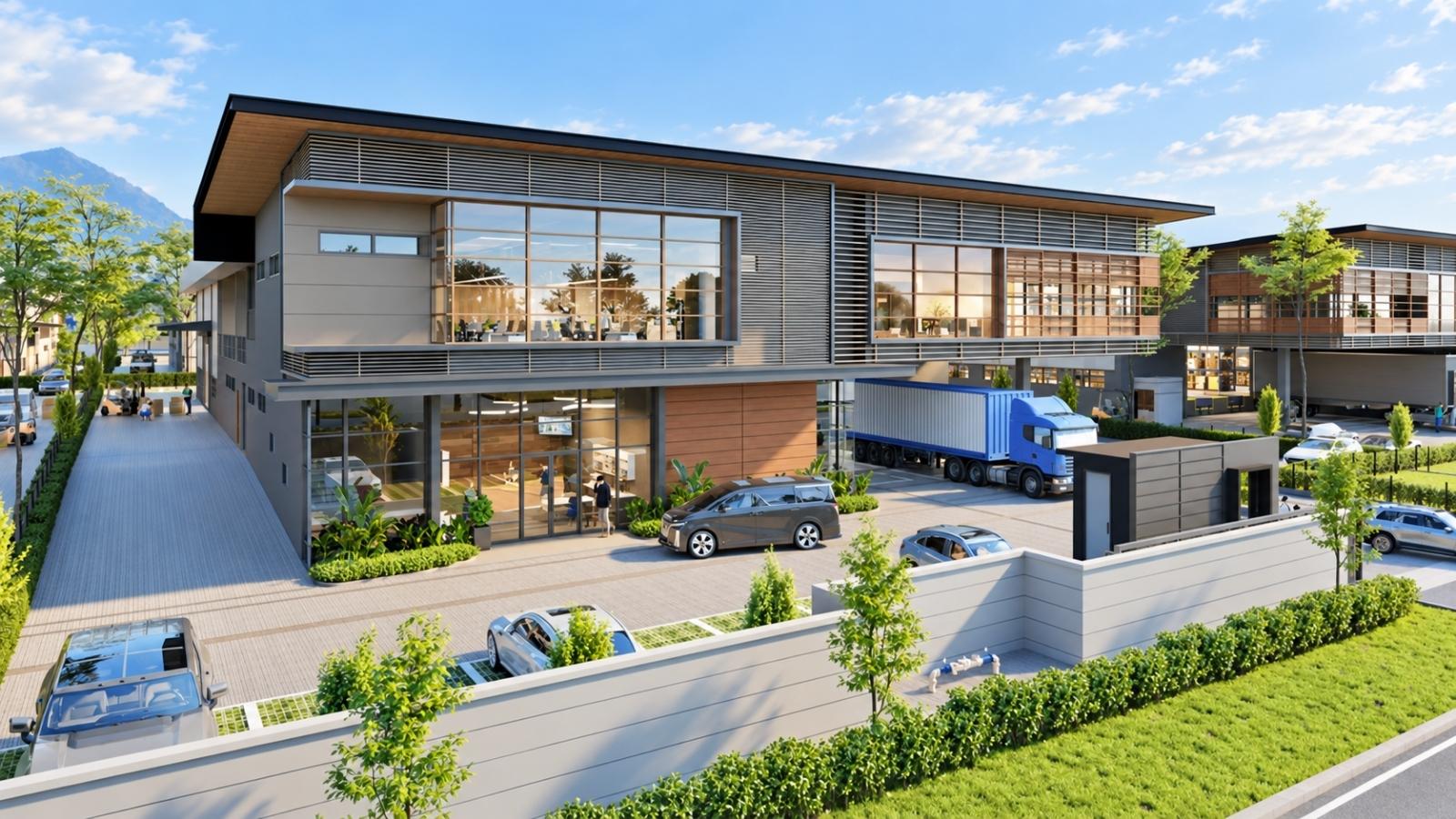 Artist's impression of a Type A 1-acre detached factory at Northern TechValley @ BKE, Bukit Mertajam.